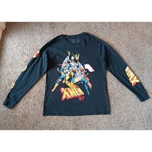 Marvel X-Men 97 T-Shirt Men's Size Medium Graphic Print Black Long Sleeve